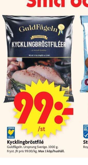 ICA Supermarket Guldfågeln kycklingbröstfilé erbjuda