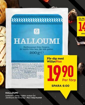 Willys Garant halloumi erbjuda