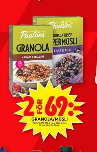 ICA Maxi Paulùns Müsli erbjuda