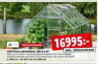 Jem&Fix Växthus universal 128 9,9 m 2 erbjuda