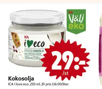 ICA Nära ICA I love eco Kokosolja erbjuda
