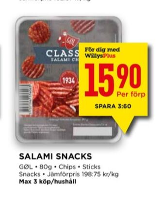 Willys Gøl Salami Sticks erbjuda