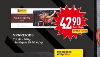 Willys Tulip Spareribs erbjuda