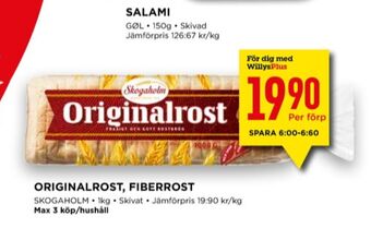 Willys Originalrost Toastbröd erbjuda
