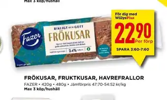 Willys Frökusar, fruktkusar, havrefrallor erbjuda