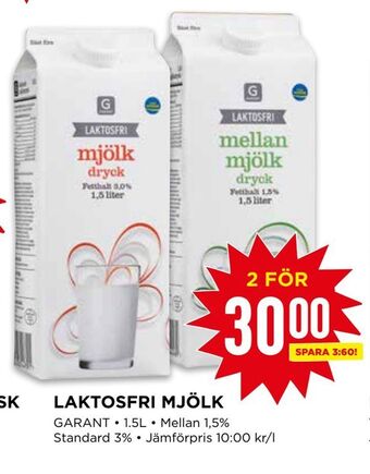 Willys Laktosfri mjölk erbjuda