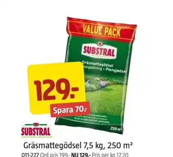 Gräsmattegödsel 7,5 kg, 250 m2