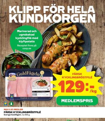 Coop Guldfågeln kycklingbröstfilé erbjuda