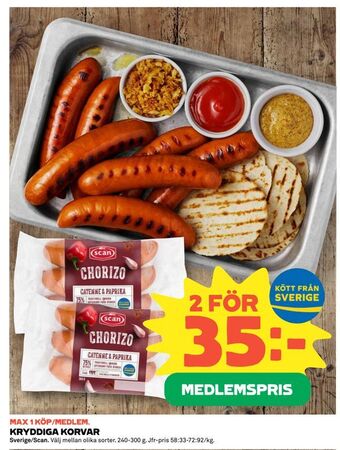 Coop kryddiga korvar erbjuda