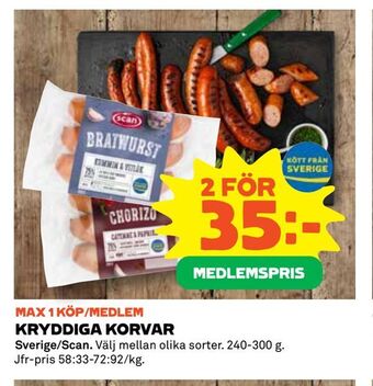 Coop Extra Kryddiga korvar erbjuda