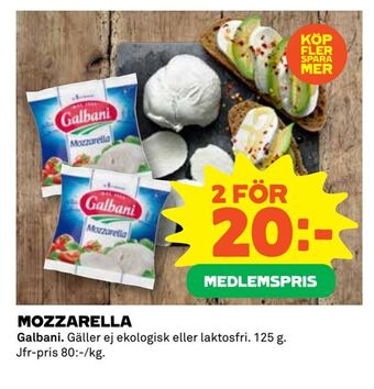 Coop Extra Mozzarella erbjuda