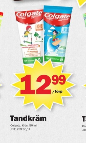 Pekås Colgate tandkräm erbjuda