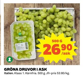 Coop Daglivs Gröna druvor i ask erbjuda