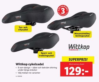 Lidl Wittkop cykelsadel erbjuda