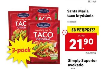 Lidl Santa Maria taco kryddmix erbjuda