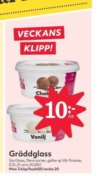 Hemköp Sia gräddglass erbjuda