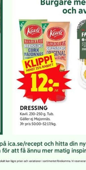 ICA Kvantum Kavli dressing erbjuda