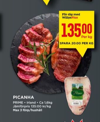 Willys Prime picanha erbjuda