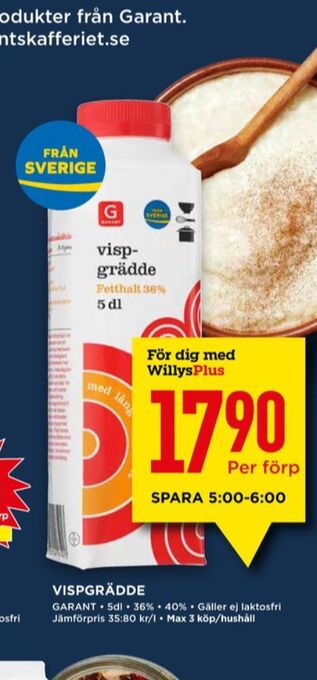 Willys Garant vispgrädde erbjuda