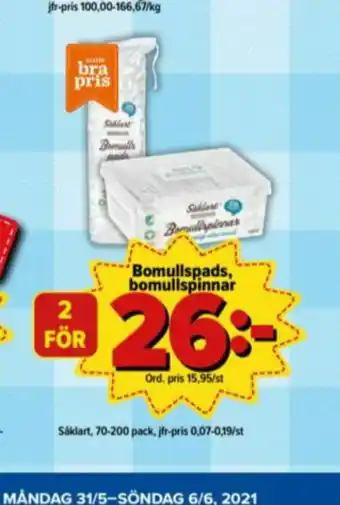 Garant Såklart Bomullspinnar