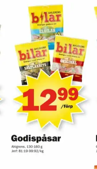 Pekås Ahlgrens Bilar Godispåsar erbjuda