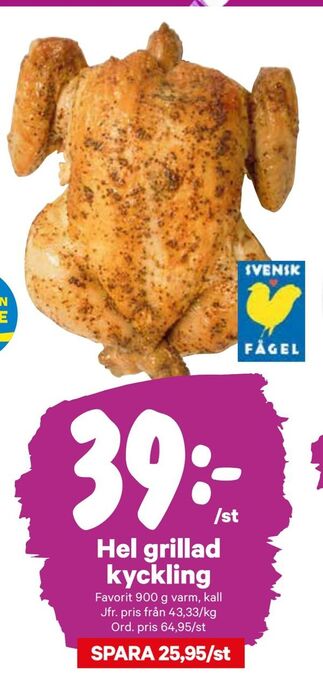 City Gross Hel grillad kyckling erbjuda