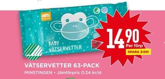 Willys Våtservetter 63-pack erbjuda