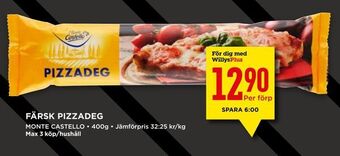 Willys Färsk pizzadeg erbjuda
