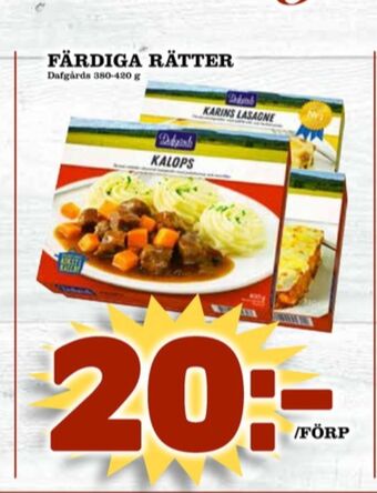 Matdax Dafgårds färdigrätter erbjuda