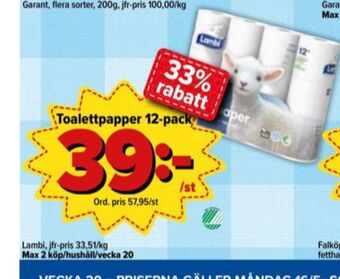 Östenssons Classic toalettpapper erbjuda