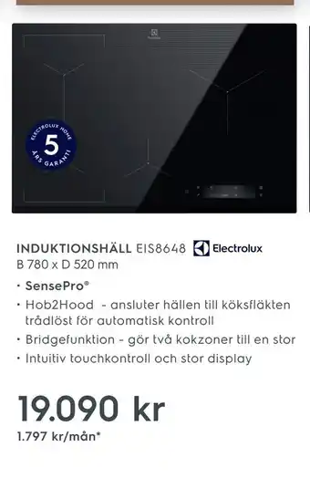 Electrolux Home Induktionshäll EIS8648 B 780 x D 520 mm erbjuda