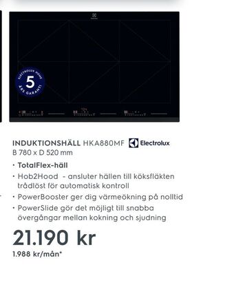 Electrolux Home Induktionshäll HKA880MF B 780 x D 520 mm erbjuda