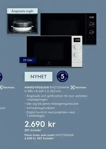 Electrolux Home Mikrovågsugn EMZ725MMW erbjuda