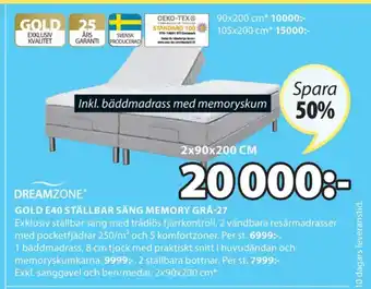 JYSK Dreamzone elevationssäng erbjuda