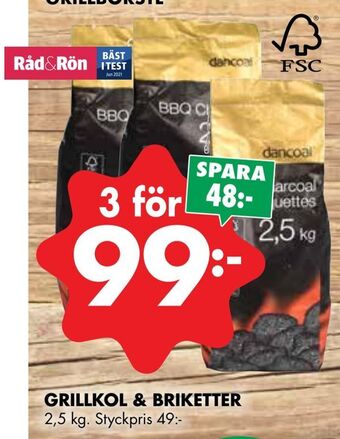ÖoB Grillkol & briketter erbjuda