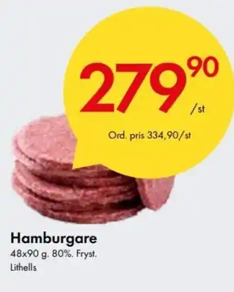 Snabbgross Lithells Hamburgare 48x90 g erbjuda