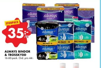 ÖoB Always Bindor & Trosskydd erbjuda