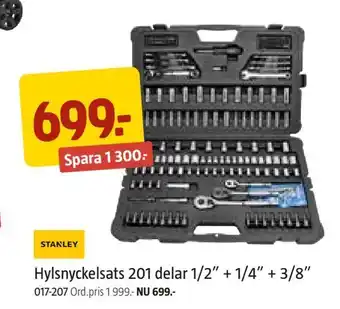 Jula Hylsnyckelsats 201 delar 1/2" + 1/4" + 3/8" erbjuda