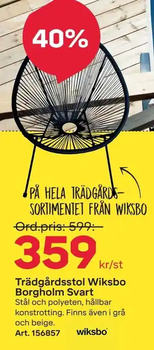 Byggmax Trädgårdsstol Wiksbo Borgholm Svart erbjuda