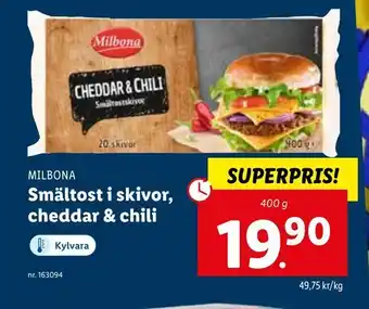 Lidl Smältost i skivor, cheddar & chili erbjuda