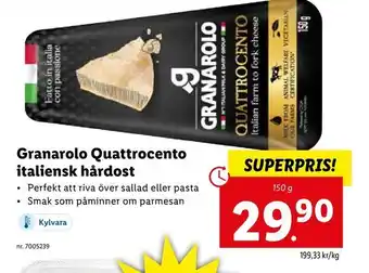 Lidl Granarolo Quattrocento. italiensk hårdost erbjuda