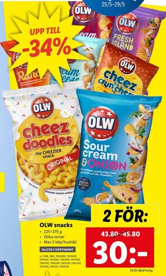 Lidl OLW snacks erbjuda