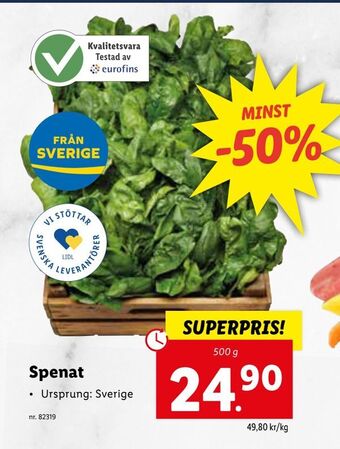 Lidl Spenat erbjuda
