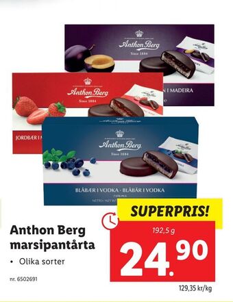 Lidl Anthon Berg marsipantårta erbjuda