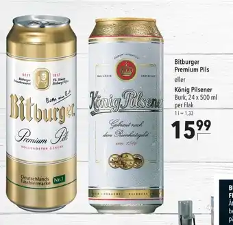 Citti Bitburger Premium Pils/König Pilsener 24x500ml erbjuda