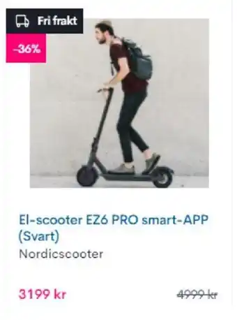 CDON El-scooter EZ6 PRO smart-APP (Svart) erbjuda