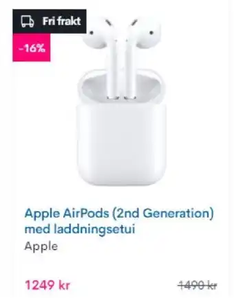 CDON Apple AirPods (2nd generation) med laddningsetui erbjuda