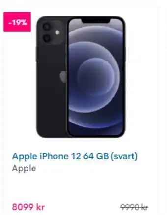 Apple iPhone 12 64 GB - (svart)