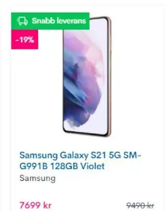CDON Samsung Galaxy S21 5G SM-G991B 128GB Violet erbjuda