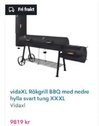 vidaXL Rökgrill BBQ med nedre hylla svart tung XXXL